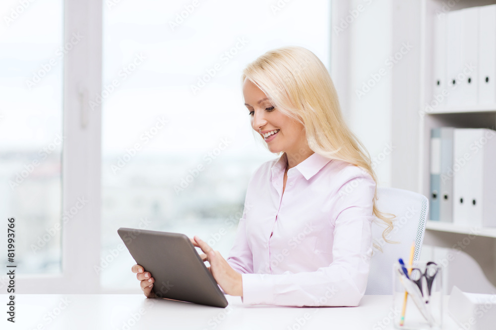 smiling businesswoman or student with tablet pc smiling businesswoman or student with tablet pc