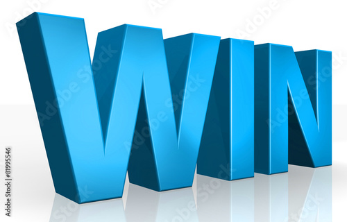3D win text on white background