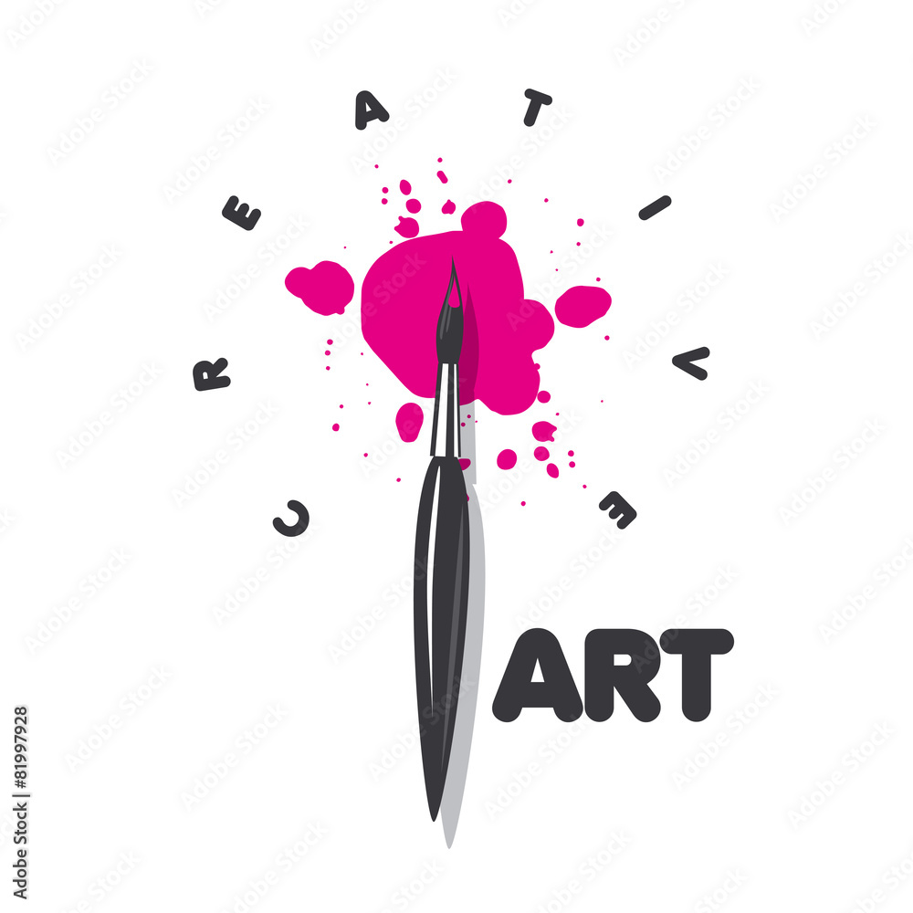 Naklejka premium vector logo brush and blots of paint