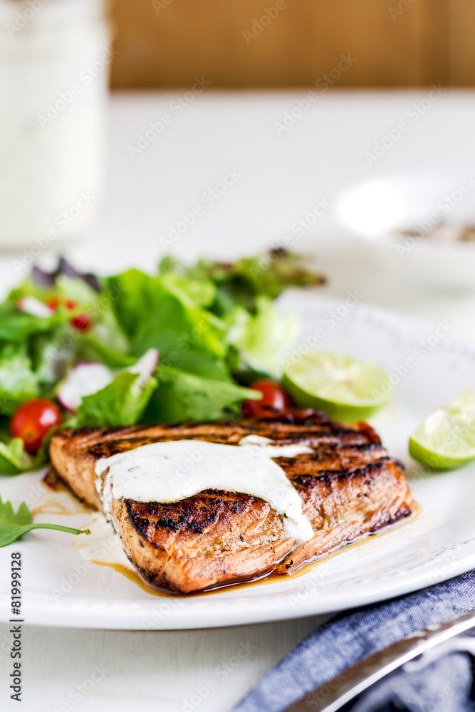 Glazed Salmon with salad