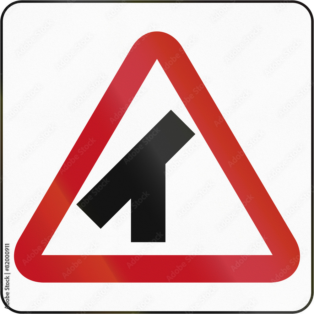 Bruneian danger warning sign: 45 degree intersection Bruneian danger warning sign: 45 degree intersection