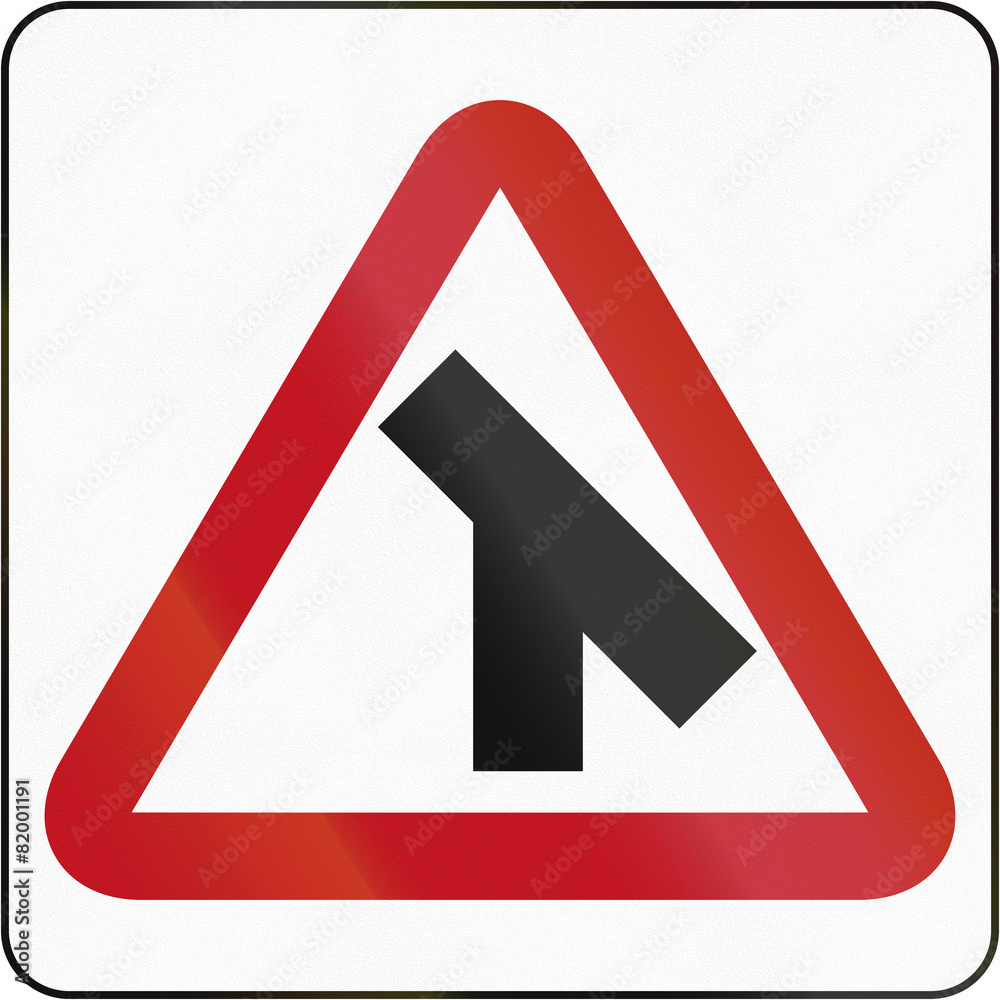 Bruneian danger warning sign: 45 degree intersection Bruneian danger warning sign: 45 degree intersection