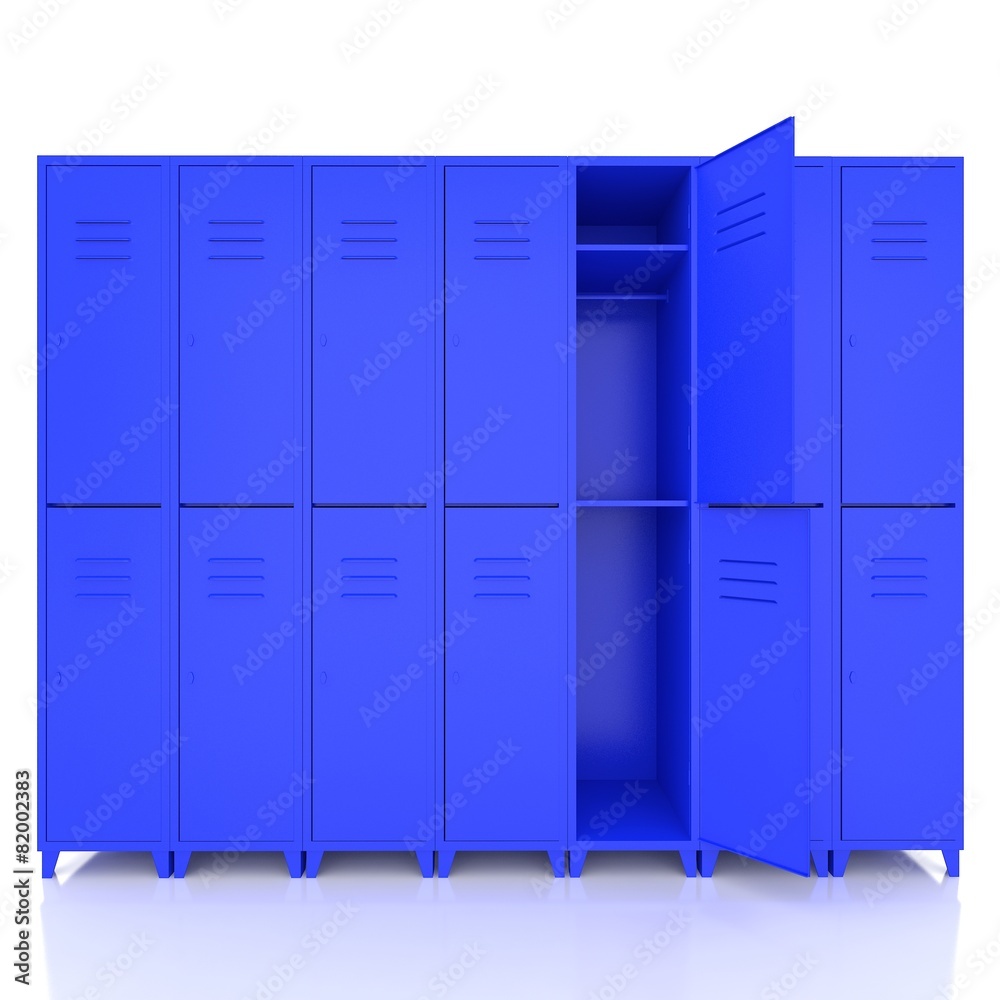 blue empty lockers isolate on white background blue empty lockers isolate on white background