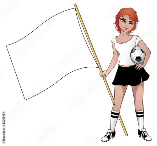 Ragazza calcio con bandiera