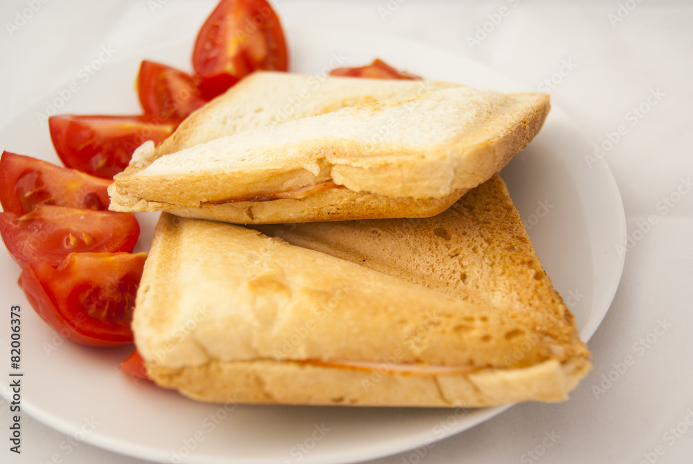 Detail of Toast With Fresh Cherry Tomatoes Detail of Toast With Fresh Cherry Tomatoes