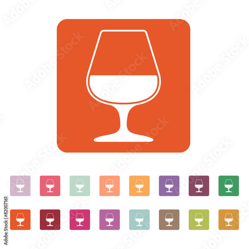 The glass with brandy icon. Brandy symbol. Flat