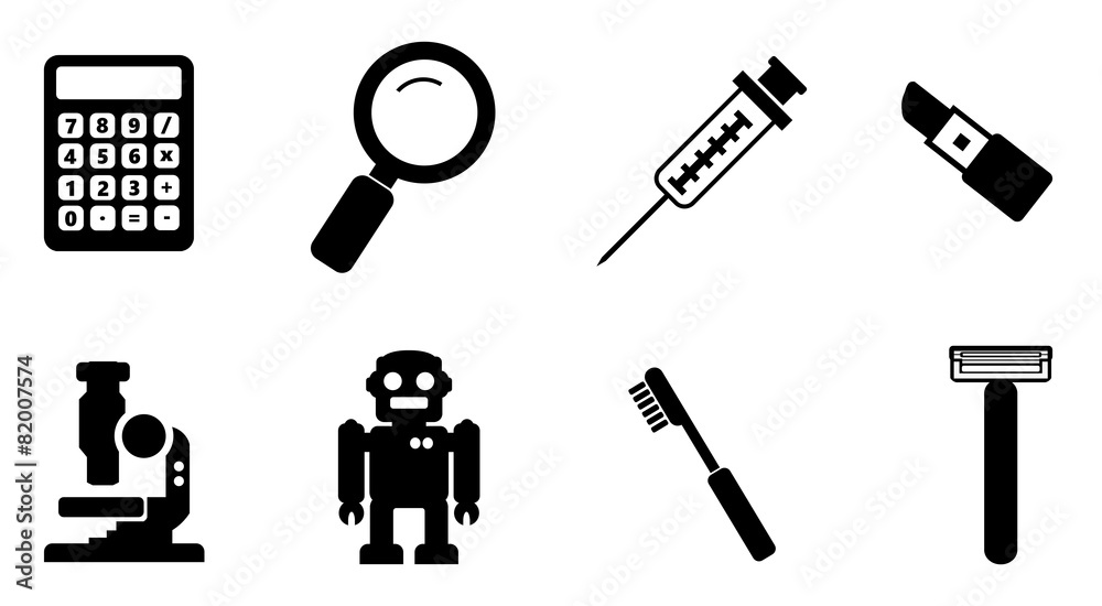 Science, hygiène et soin en 8 icônes Science, hygiène et soin en 8 icônes