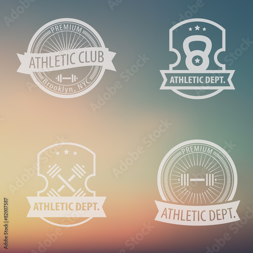 4 Athletic Dept., Club vintage emblems on blur background
