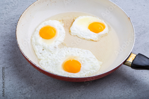 Fried eggs in the pan