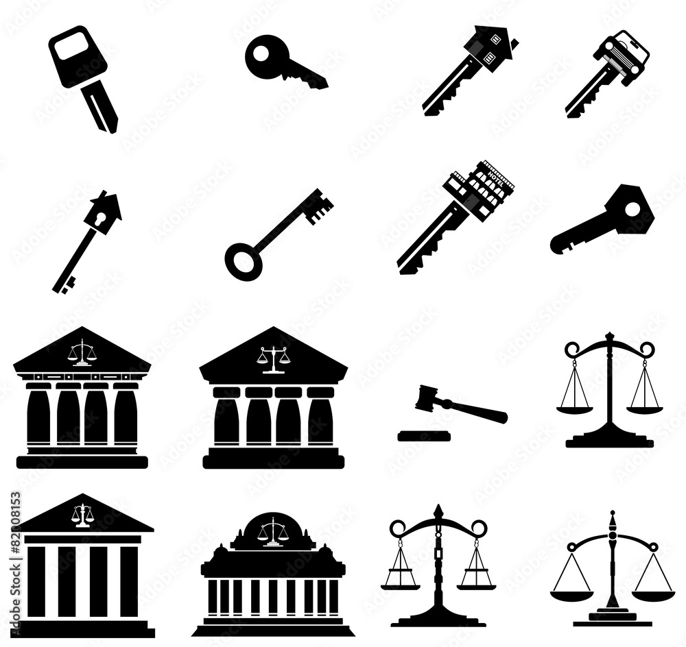 Clé et justice en 16 icônes Clé et justice en 16 icônes