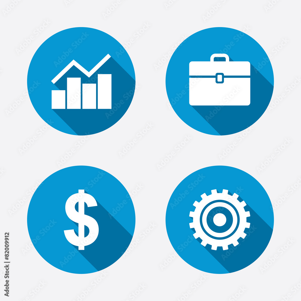 Fototapeta premium Business signs. Graph chart and case icons.