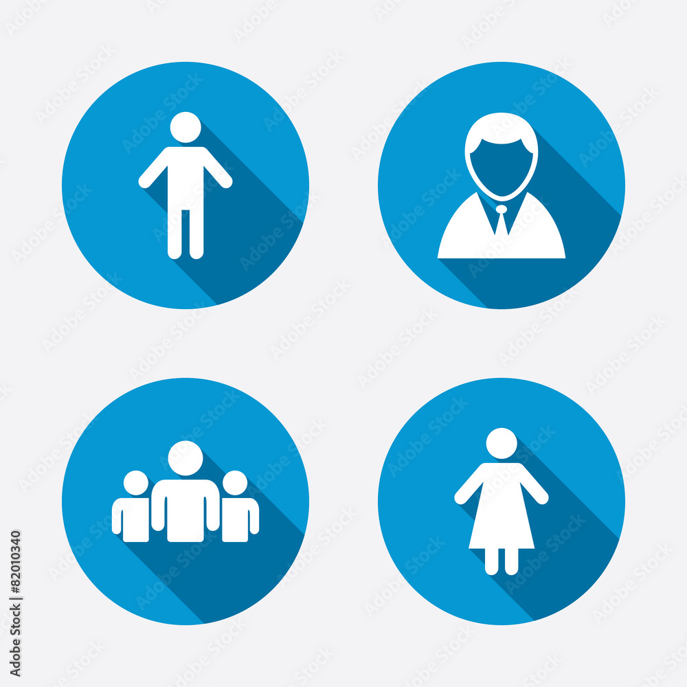 Businessman person icon. Group of people symbol. Businessman person icon. Group of people symbol.