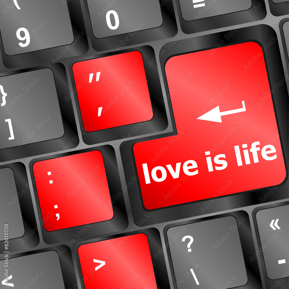 Modern keyboard with love is life text symbols vector Modern keyboard with love is life text symbols vector