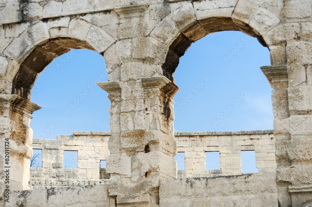 Amphitheater in Pula Detail
