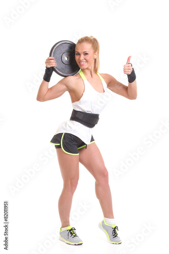 girl with weights of the rod