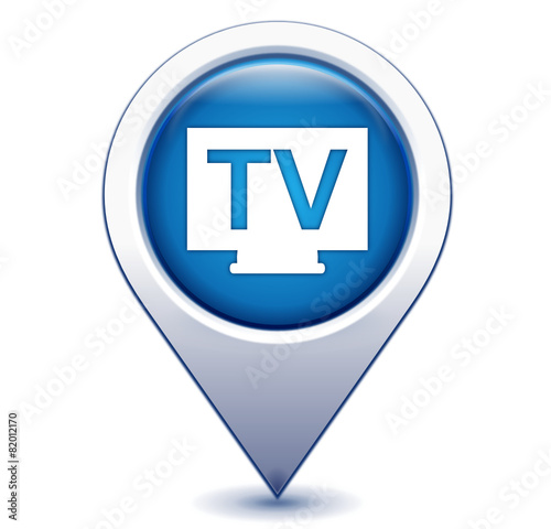 tv télévision sur marqueur géolocalisation bleu
