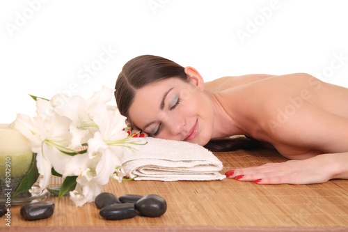  young girl lying in a spa