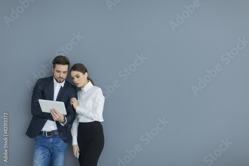 Young people with tablet in...