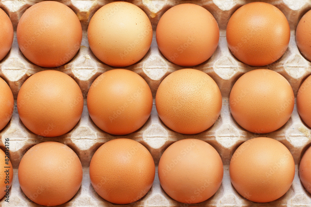 Raw eggs in tray Raw eggs in tray