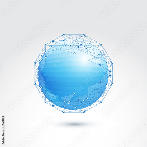 communication vector low polygonal sphere with wireframe