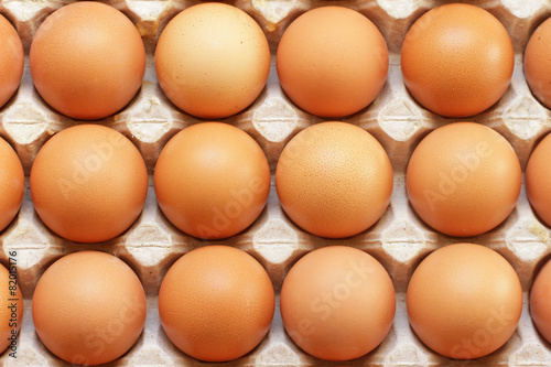 Raw eggs in tray