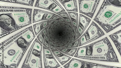 Background from  american dollar banknotes in perspective view