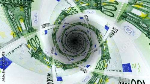 Background from  euro banknotes in perspective view