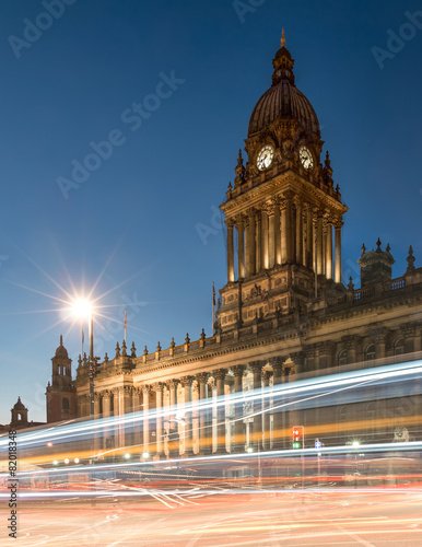 Town Hall in Leeds, West Yorkshire, UK (Twilight Shot) photo