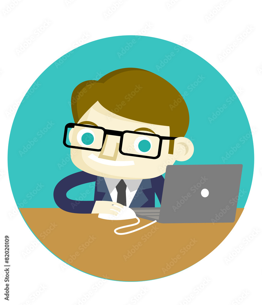 un oficinista mirando su computadora un oficinista mirando su computadora