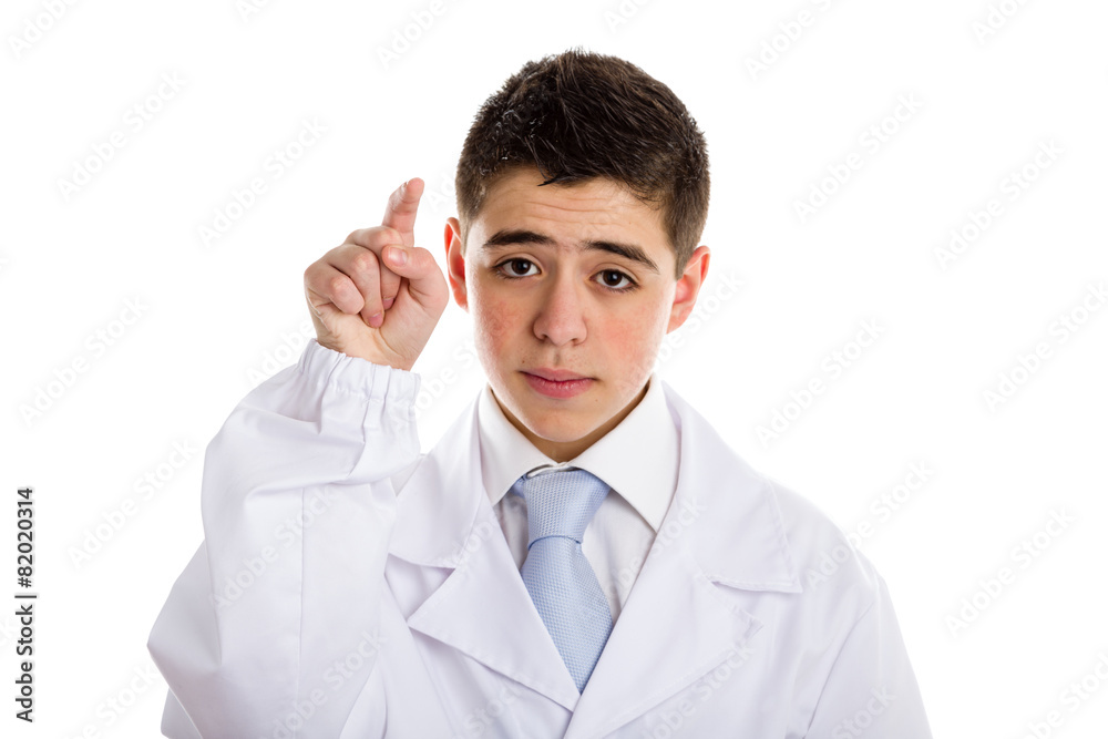 Authoritative but not aggressive pointing forefinger by boy doct Authoritative but not aggressive pointing forefinger by boy doct