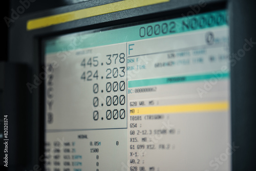 CNC machine monitor display with program code 