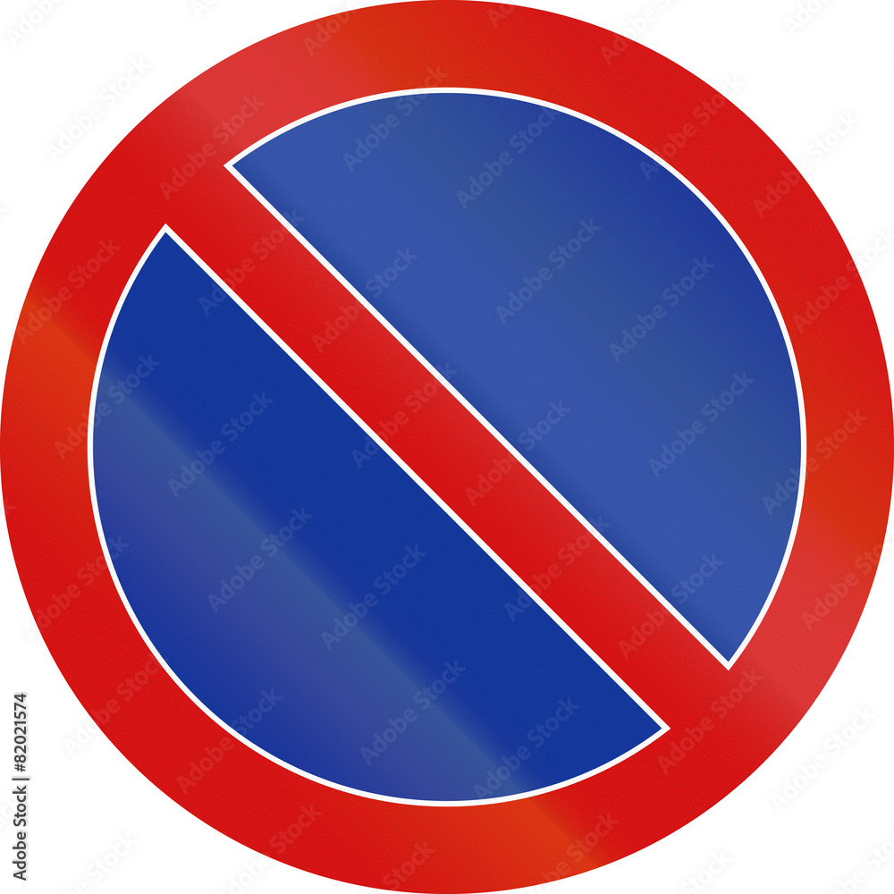 Polish traffic sign: No parking along carriageway Polish traffic sign: No parking along carriageway