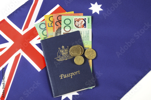 Australian Money with Passport.