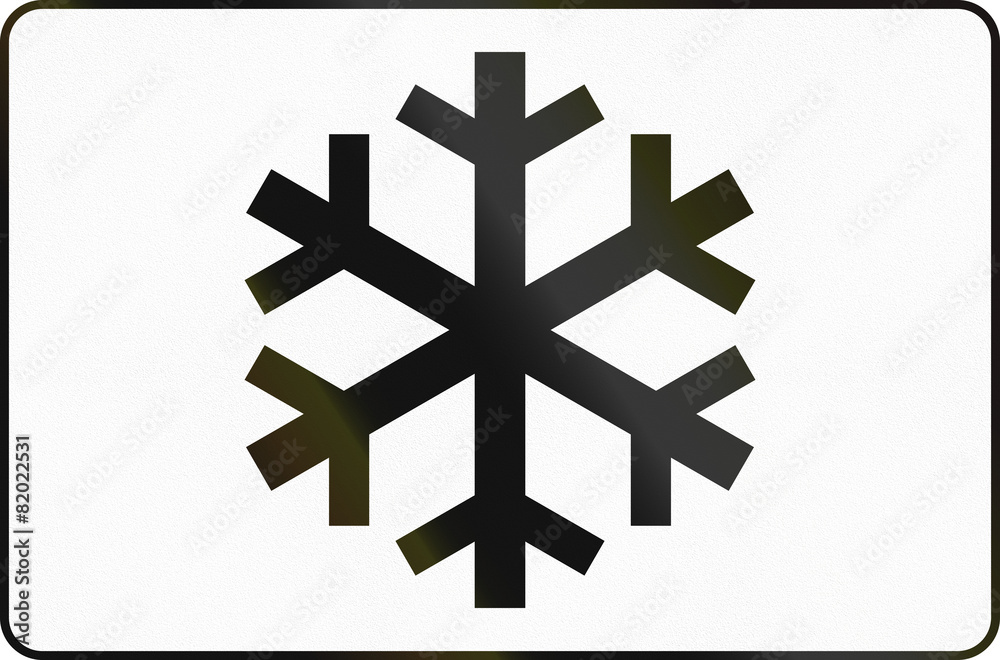 Obraz premium Austrian traffic sign additional panel to specify the meaning of other signs: Risk of ice