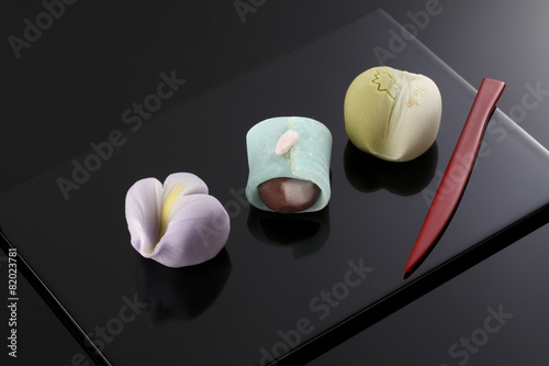 Canvastavla Japanese traditional confectionery cake wagashi on plate