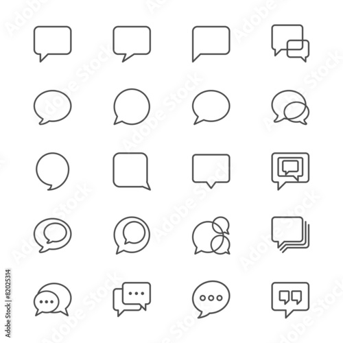 Speech bubble thin icons