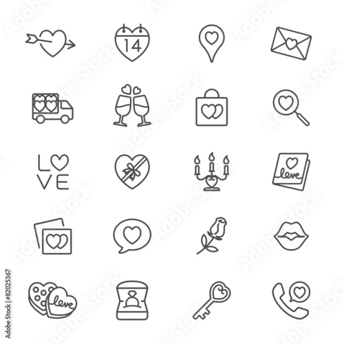 Valentine's day thin icons