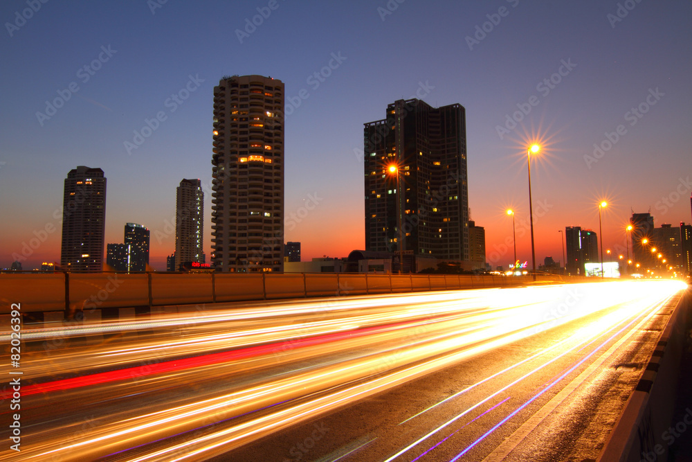 moving blur light of traffic