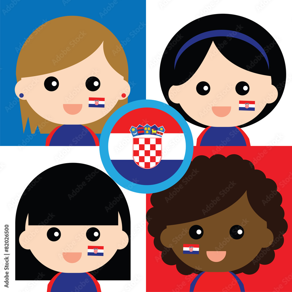 Group of happy Croatia's supporters