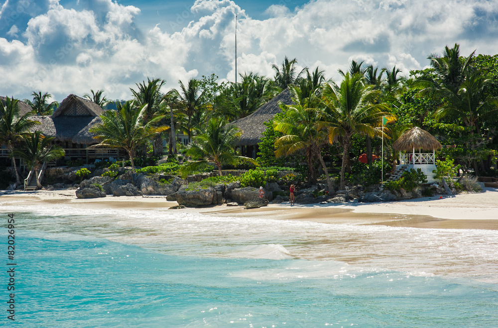 Obraz premium Relaxing on remote Tropical Paradise beach in Dominican Republic