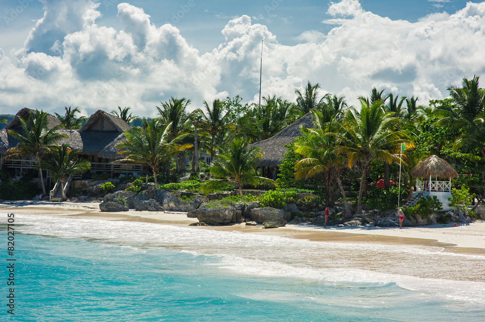 Obraz premium Relaxing on remote Tropical Paradise beach in Dominican Republic