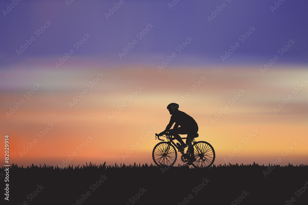Mountain bike rider in wild meadow nature landscape Mountain bike rider in wild meadow nature landscape
