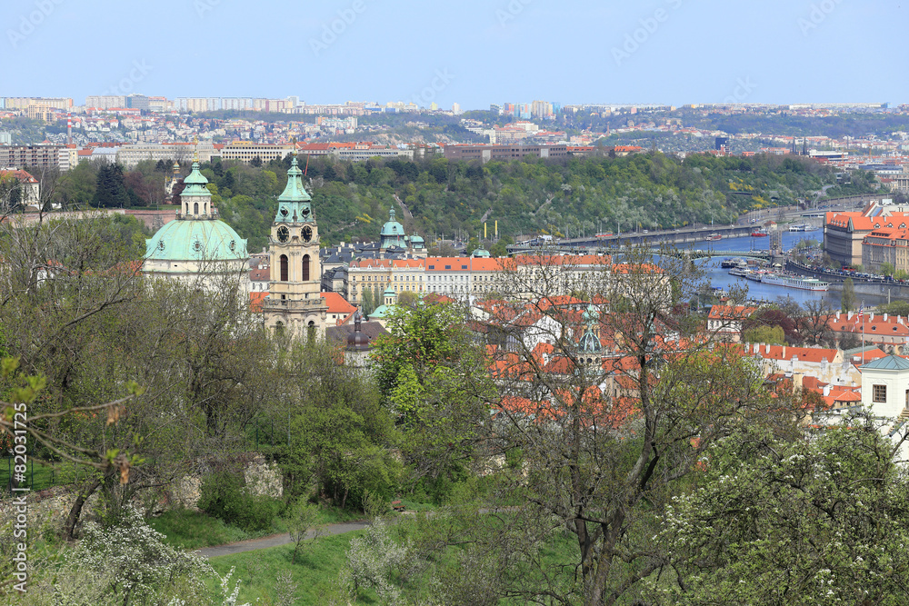 Spring Prague with St. Nicholas' Cathedral, Czech Republic