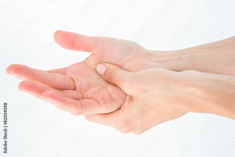 Woman suffering from hand pain