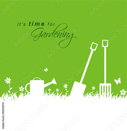 It's time for gardening .Spring gardening background with spade,
