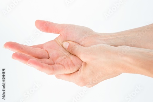 Woman suffering from hand pain