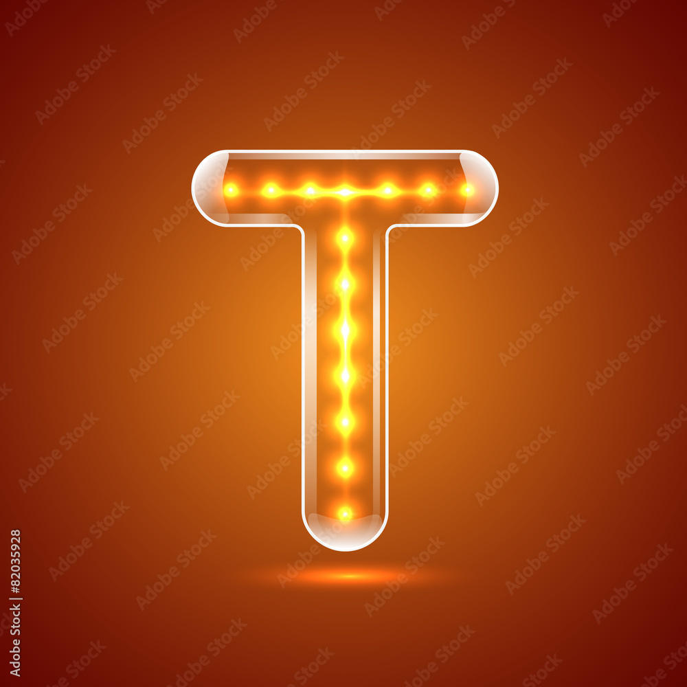 Glowing font.illuminated letters.Capital letter T Glowing font.illuminated letters.Capital letter T