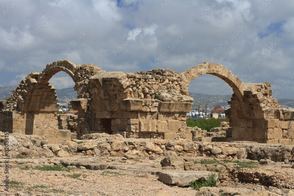 Paphos Archaeological Park. Castle Saranta Kolones