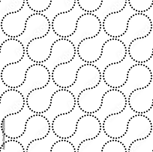 Black and white geometric seamless pattern with circle.