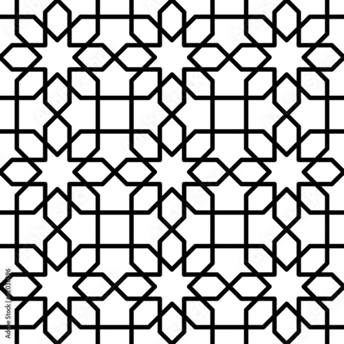 Black and white geometric seamless pattern in arabic stylish.